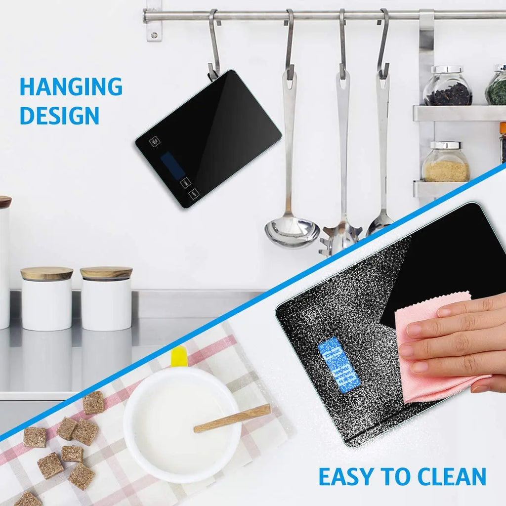 Digital kitchen scale 1g-10kg, waterproof, glass platform with high accuracy