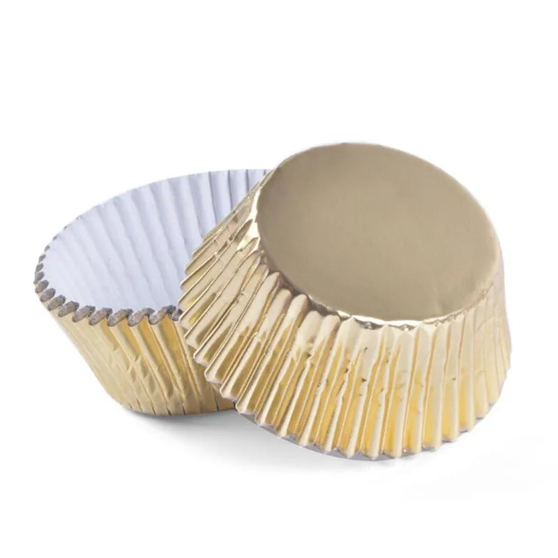 Premium Gold Foil Cupcake Liners | Elegant Muffin Wrappers - 100pcs