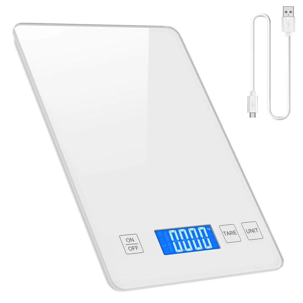 Digital kitchen scale 1g-10kg, waterproof, glass platform with high accuracy