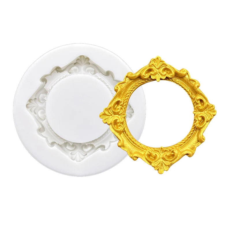 Baroque Photo Frame &amp; Mirror Silicone Mold – Elegant Sugarcraft Tool