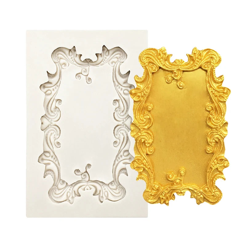 Baroque Photo Frame &amp; Mirror Silicone Mold – Elegant Sugarcraft Tool