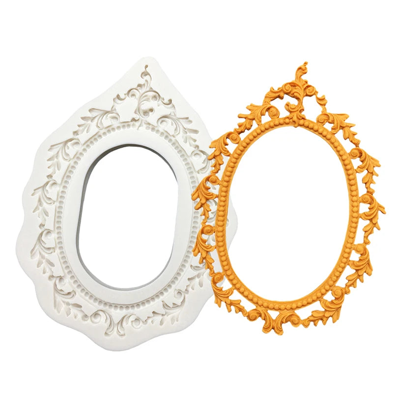 Baroque Photo Frame &amp; Mirror Silicone Mold – Elegant Sugarcraft Tool