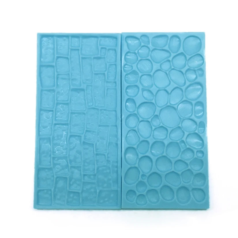 2pcs Stone & Tree Bark Embossed Fondant Mold Set