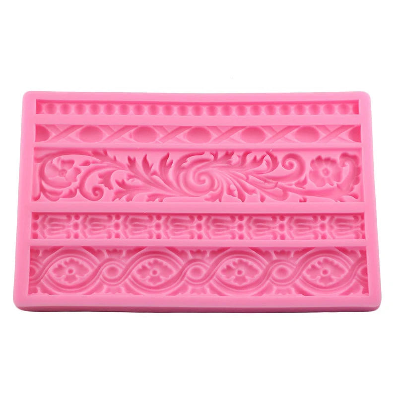 Baroque Scroll Relief Cake Border Silicone Mold Frame
