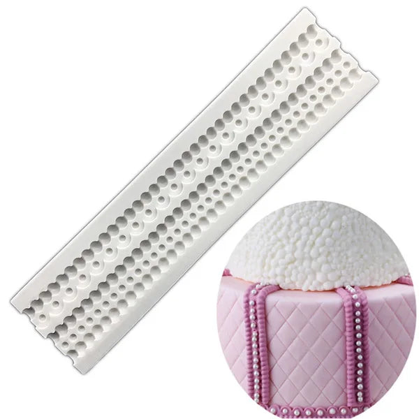 Pearl, Rope & Wave Lace Silicone Mold – Elegant Cake Side Decorating Tool