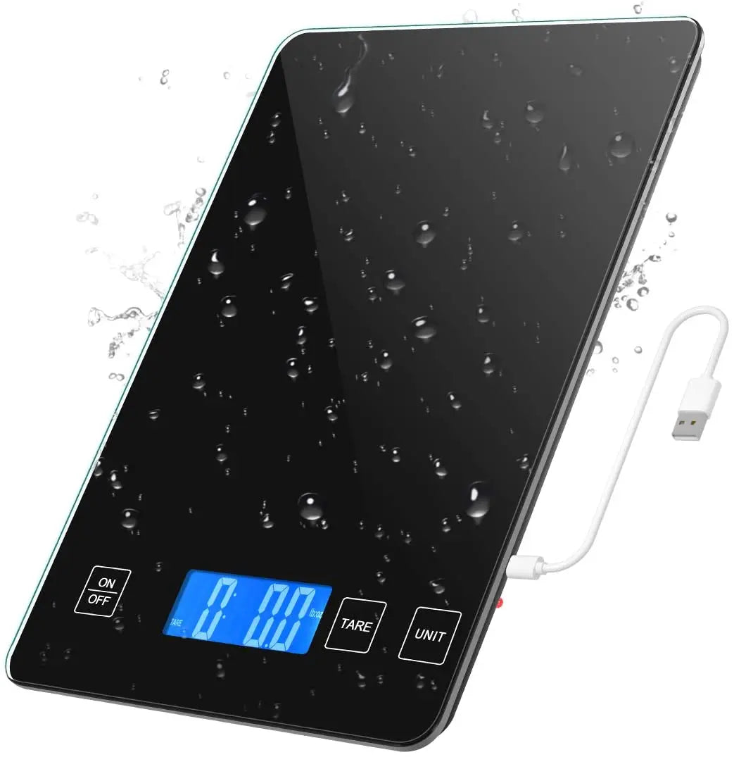 Digital kitchen scale 1g-10kg, waterproof, glass platform with high accuracy