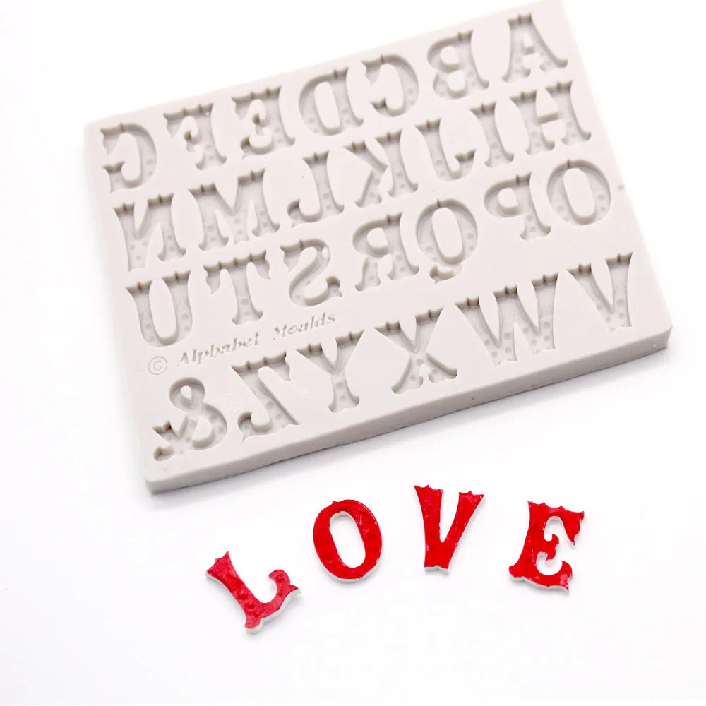 Word Art Style Alphabet Silicone Mold – Fondant Cake Letter Mold