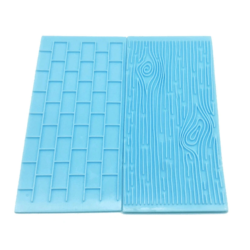 2pcs Stone & Tree Bark Embossed Fondant Mold Set