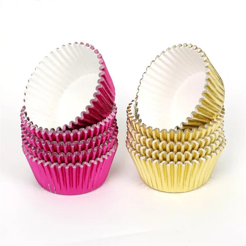 Premium Gold Foil Cupcake Liners | Elegant Muffin Wrappers - 100pcs