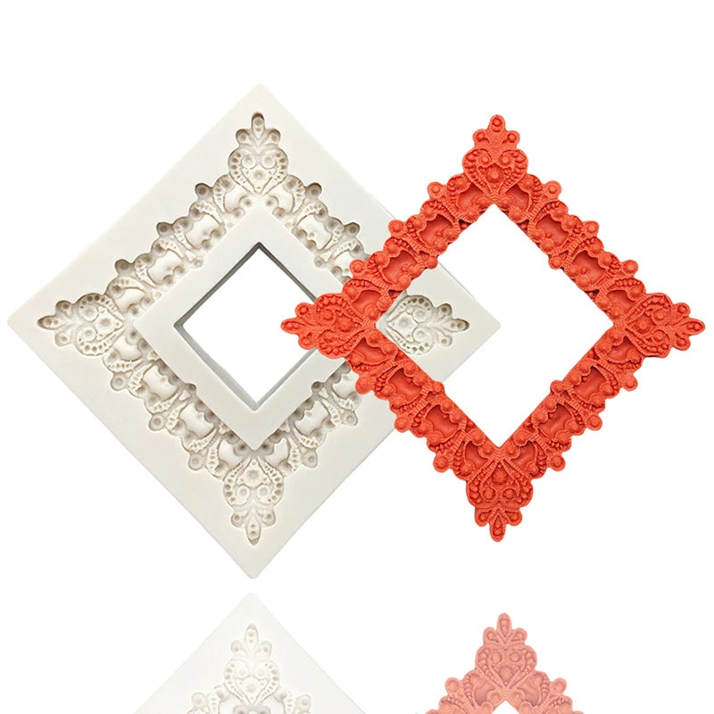 Baroque Photo Frame &amp; Mirror Silicone Mold – Elegant Sugarcraft Tool