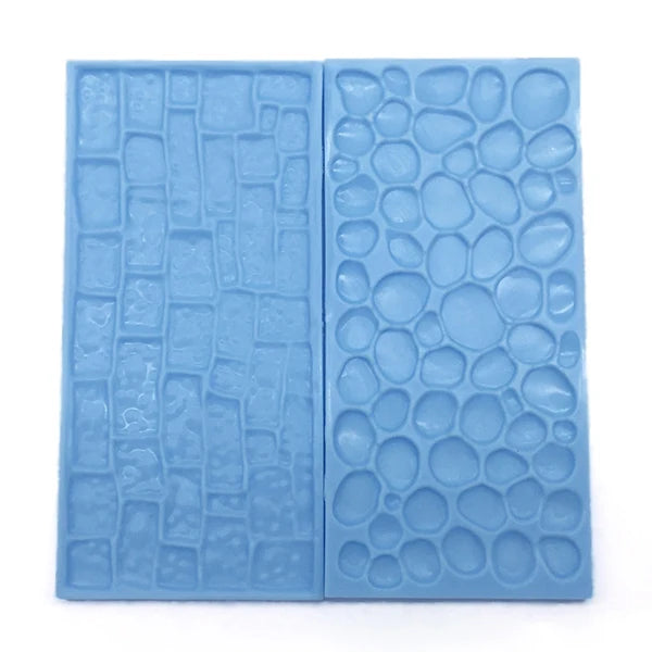 2pcs Stone & Tree Bark Embossed Fondant Mold Set