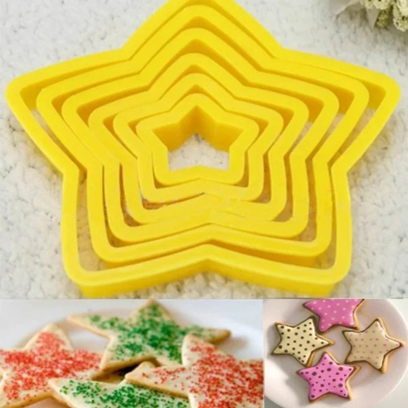 6Pcs/Set 3D DIY Pentagram & Christmas Tree Cookie Cutter Set