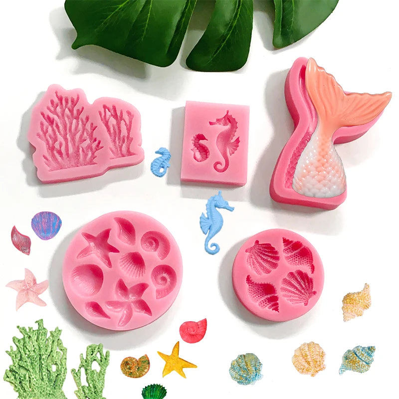 Sea shell conch Mermaid tail fondant silicone mold