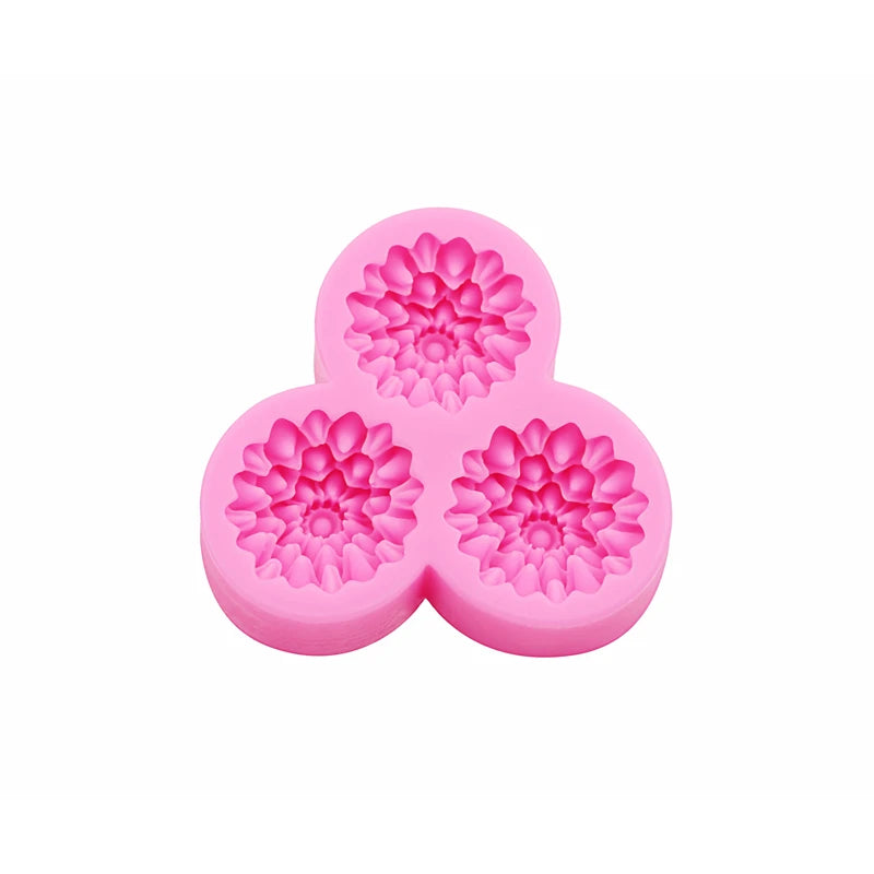 Silicone mold flower, three-piece