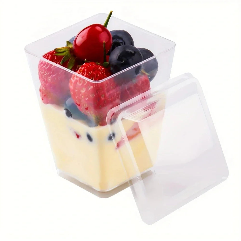 Disposable Plastic Mousse Cups – Ladder Shaped Dessert Cups, 10/20/30pcs