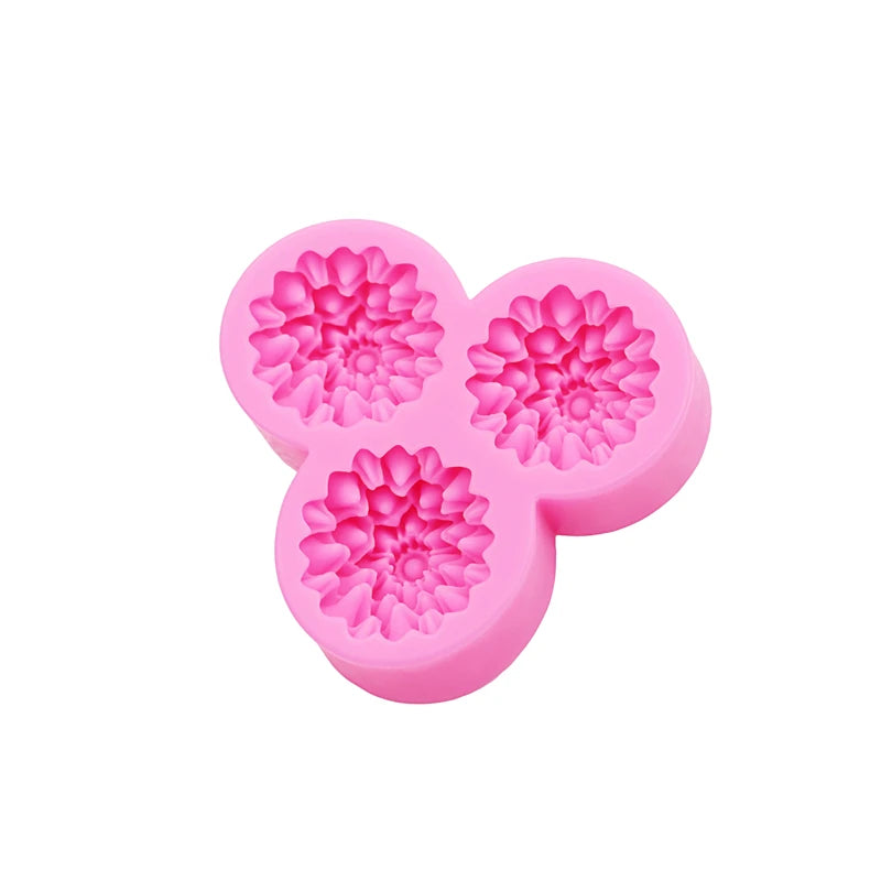 Silicone mold flower, three-piece