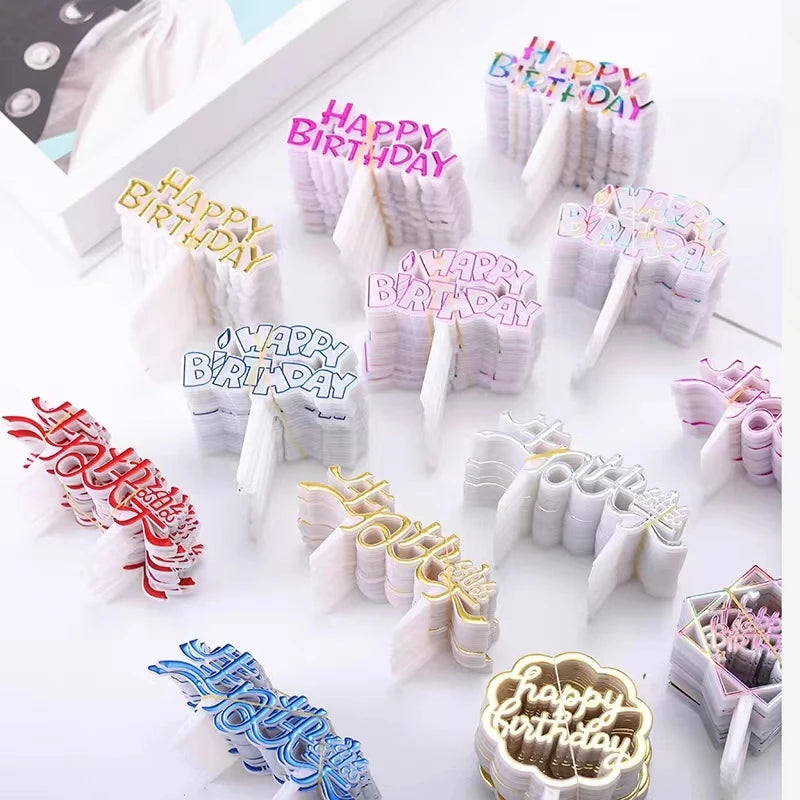 25PCS “Happy Birthday” Gold Cake Decorations – Party Cake Toppers
