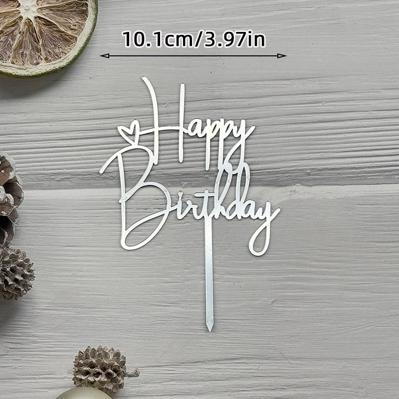 Elegant Rose Gold "Happy Birthday" Cake Topper | Premium Acrylic Decor