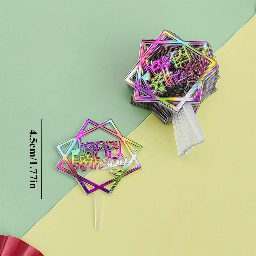 25PCS “Happy Birthday” Gold Cake Decorations – Party Cake Toppers