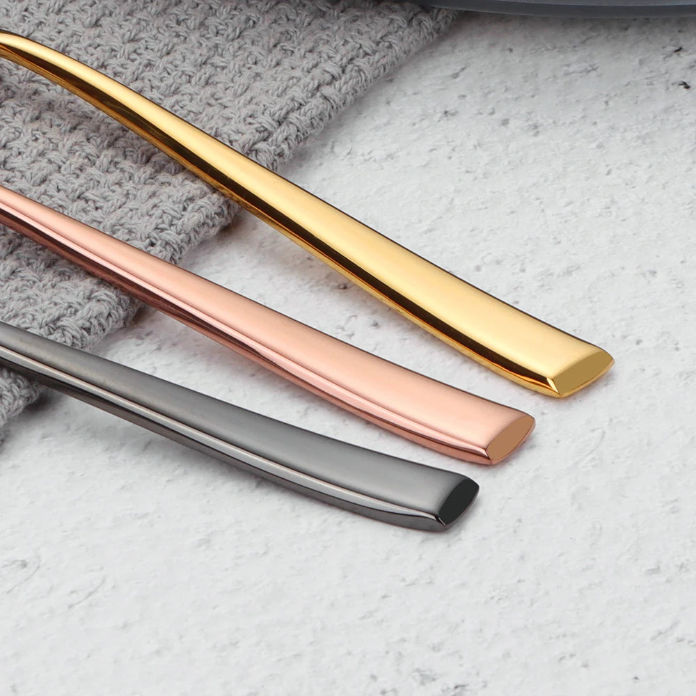 2/4/6/12pcs Sliver Coffee Spoon Stainless Steel 304 Stiring Teaspoon Set Ice Cream Cake Spoon Mirror Gold Elegant Cutlery