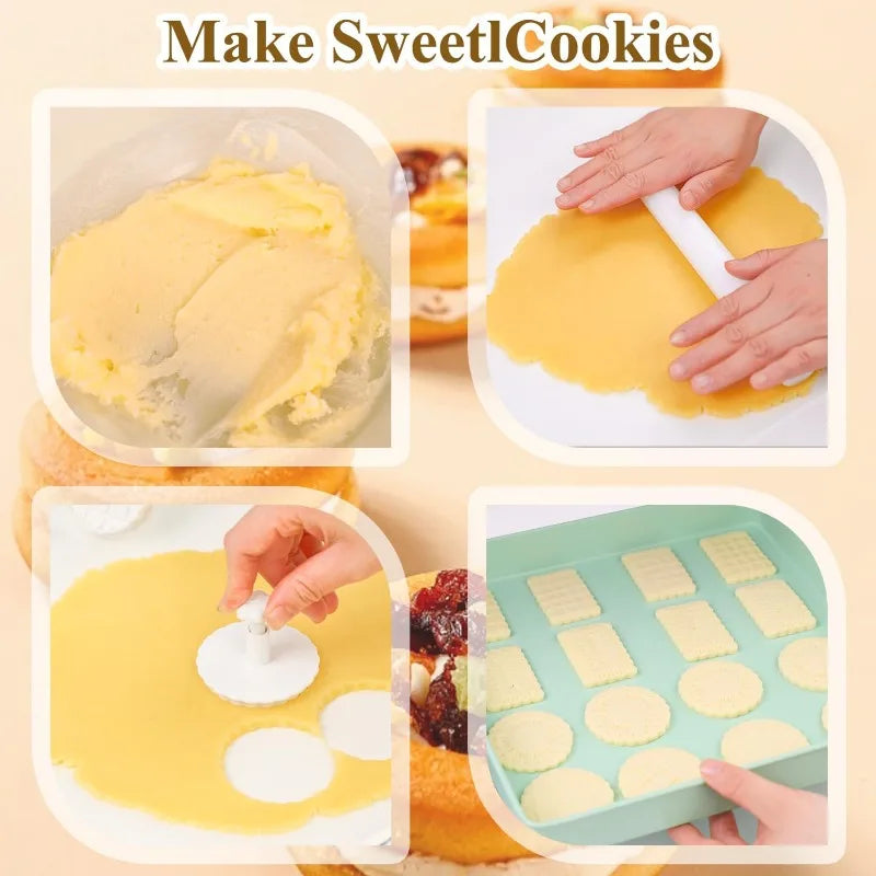 3D Waffle Cookie Cutter &amp; Stamp Set – Playful Dessert Embossing Tool