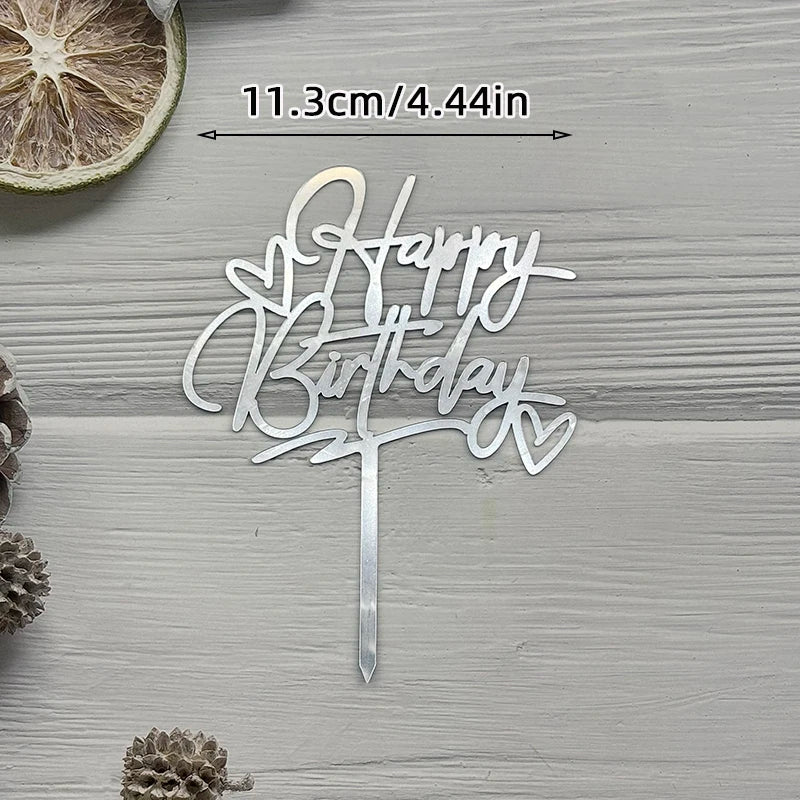 Elegant Rose Gold "Happy Birthday" Cake Topper | Premium Acrylic Decor