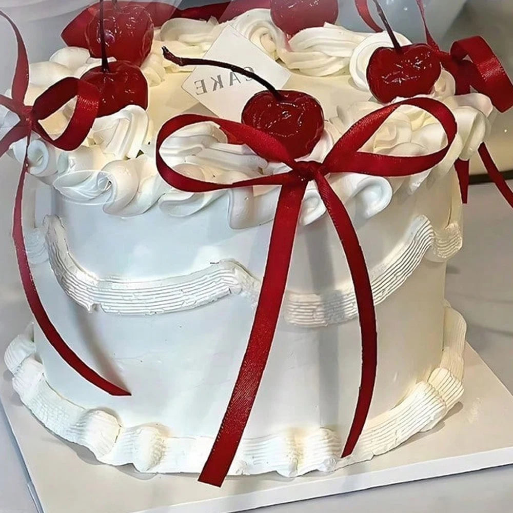 10Pcs Ballet Ribbon Bow Cake Toppers – Pink, Blue & Black