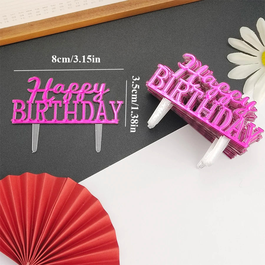25PCS “Happy Birthday” Gold Cake Decorations – Party Cake Toppers