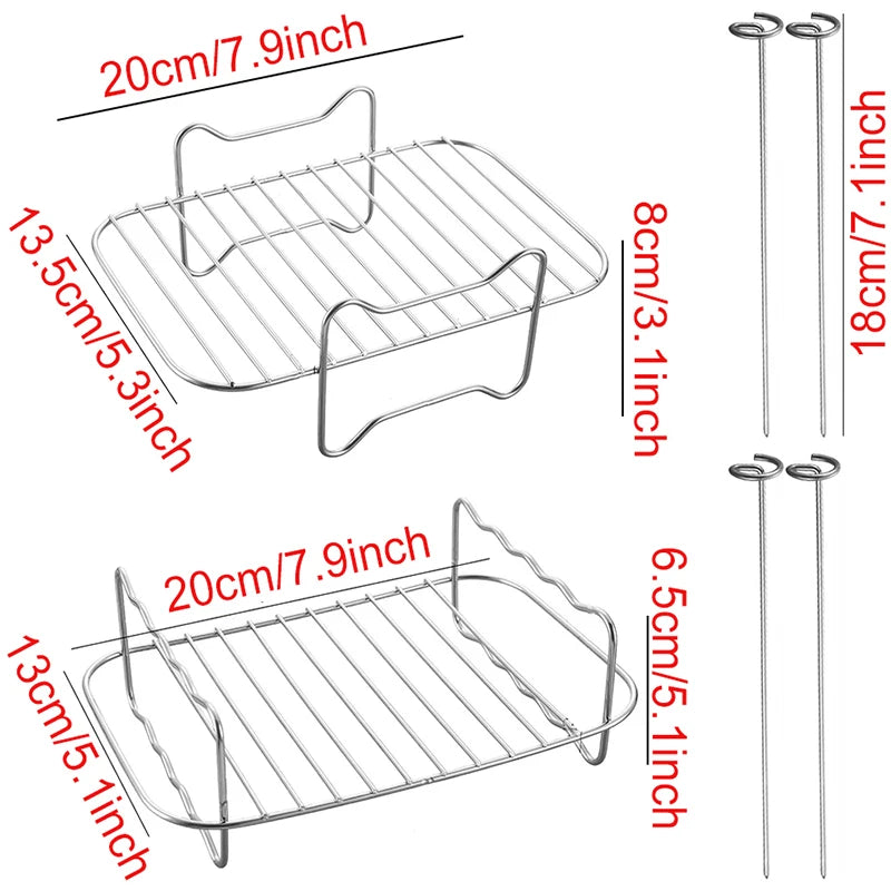 Air Fryer Baking Rack – Metal Grill Accessory (Square / Round / Rectangle)