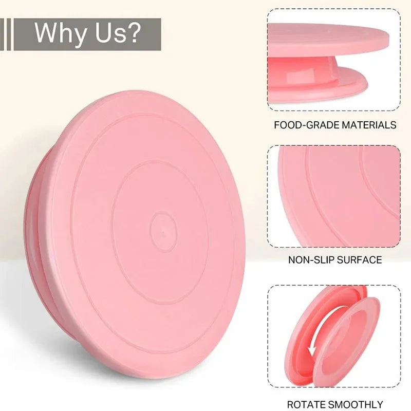 6pcs Cake Turntable Decorating Kit – Spatulas &amp; Icing Smoothers Set