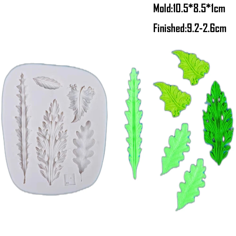Silicone mold for realistic leaf shapes
