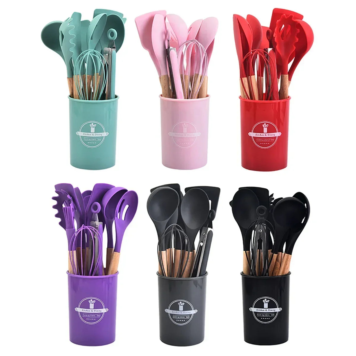 12Pcs / 5Pcs Silicone Kitchen Utensils Set – Non-Stick Cookware Tools