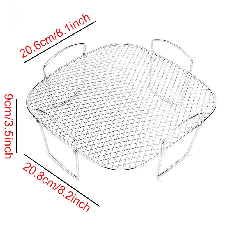 Air Fryer Baking Rack – Metal Grill Accessory (Square / Round / Rectangle)