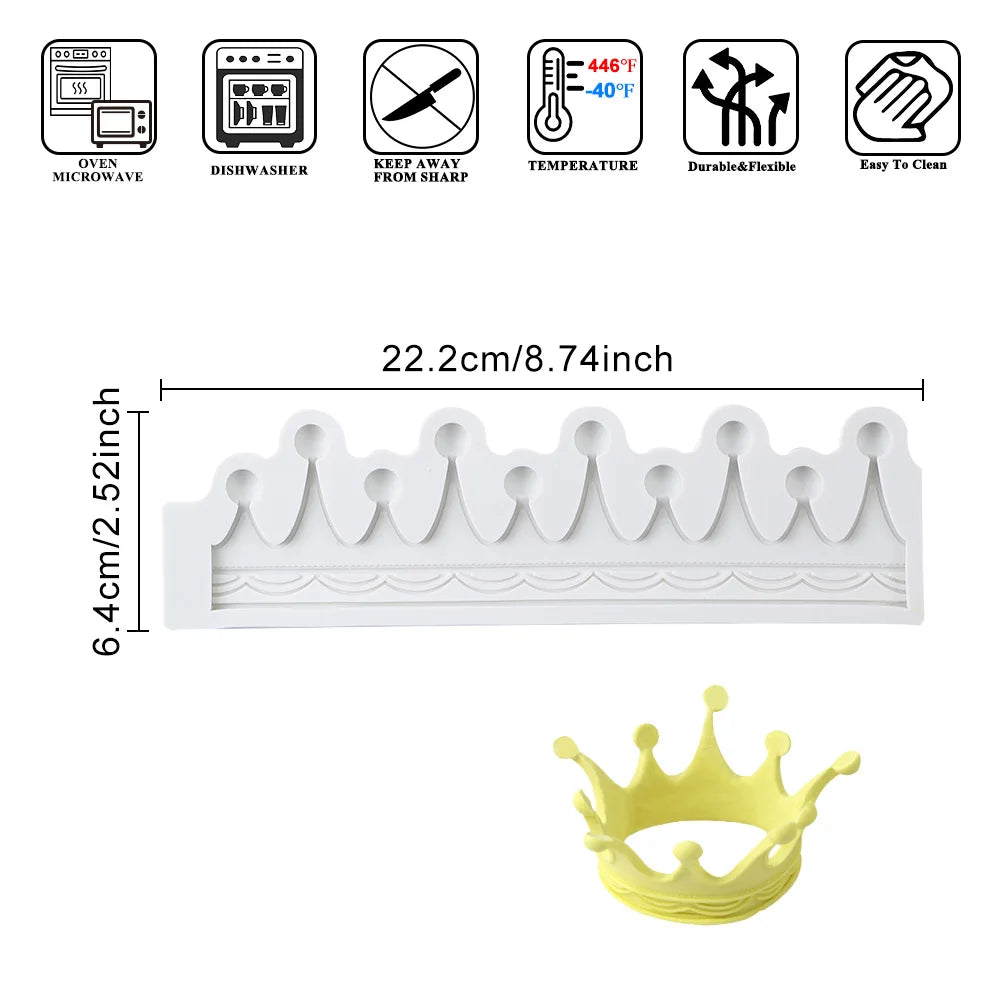9-Pattern Crown Shape Silicone Fondant Mold