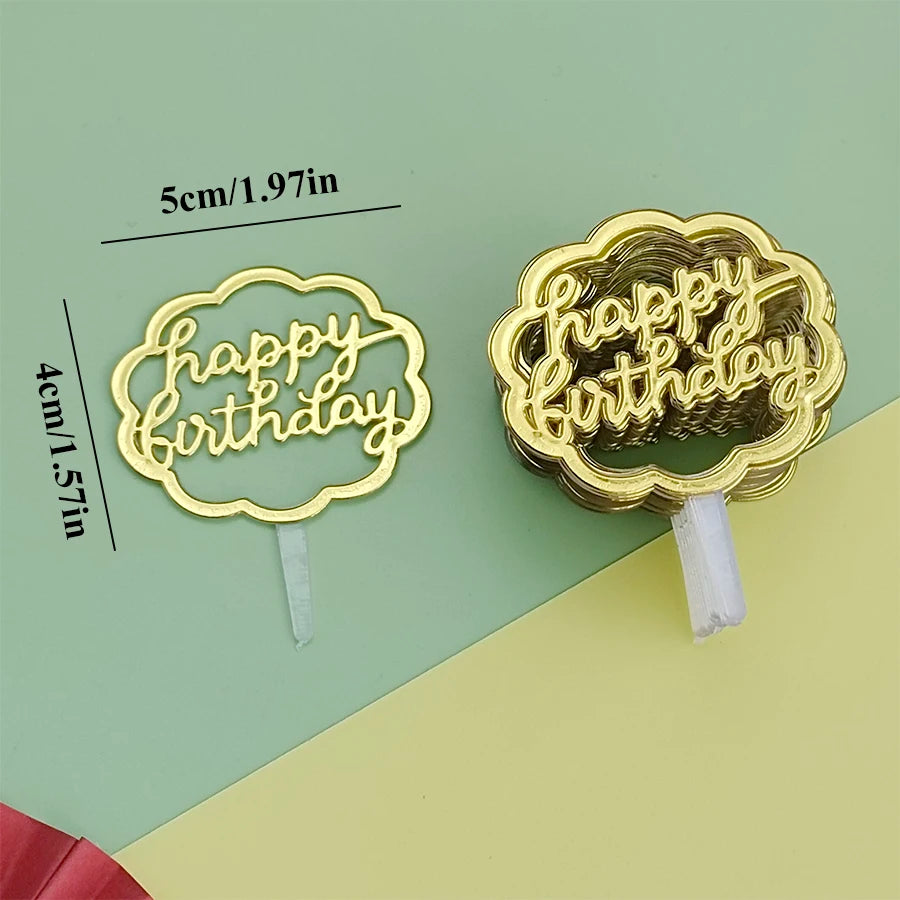 25PCS “Happy Birthday” Gold Cake Decorations – Party Cake Toppers