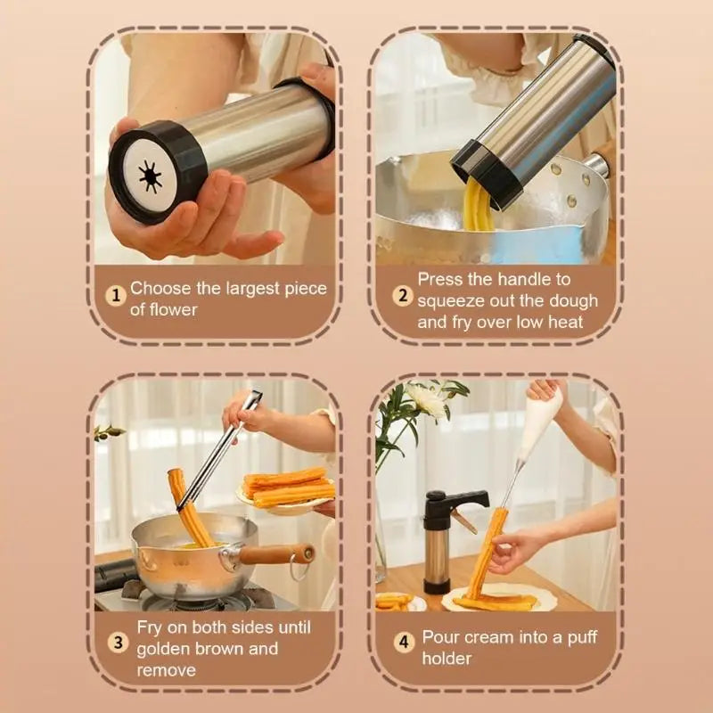 Churro Maker Manual Cookie Press Machine Cake Decorating Squeezing Accessories