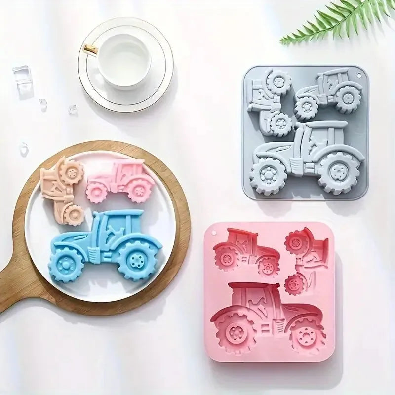 Tractor Silicone Mold – 3 Cavities, Different Sizes