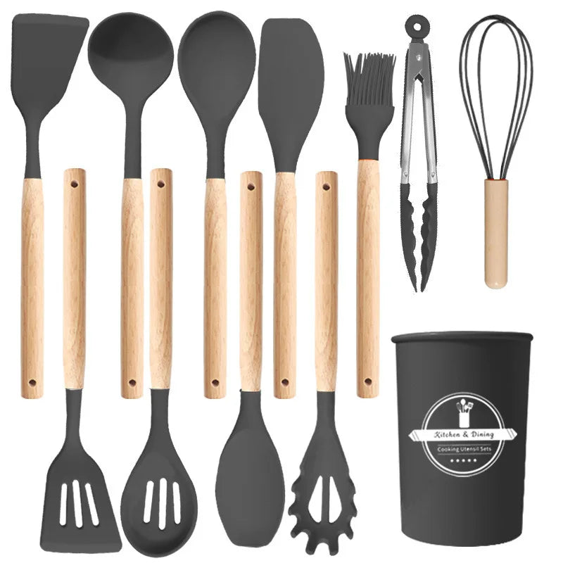 12Pcs / 5Pcs Silicone Kitchen Utensils Set – Non-Stick Cookware Tools