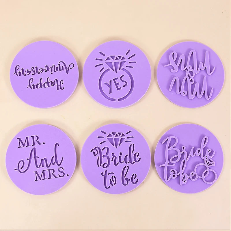 "Bride To Be" & "Mr & Mrs" Wedding Cookie Stamp Set – Elegant Bridal Decor