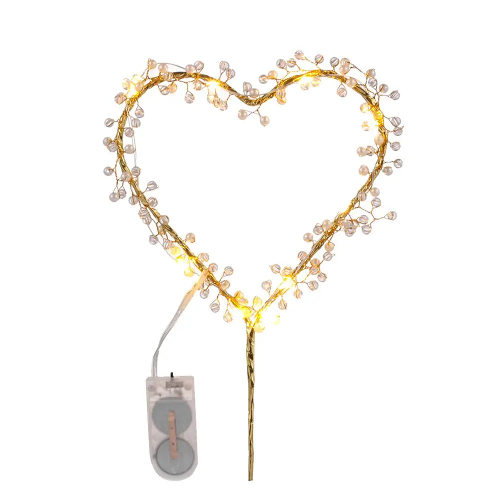 Heart Shape LED Pearl Cake Topper – Baby Happy Birthday Decoration