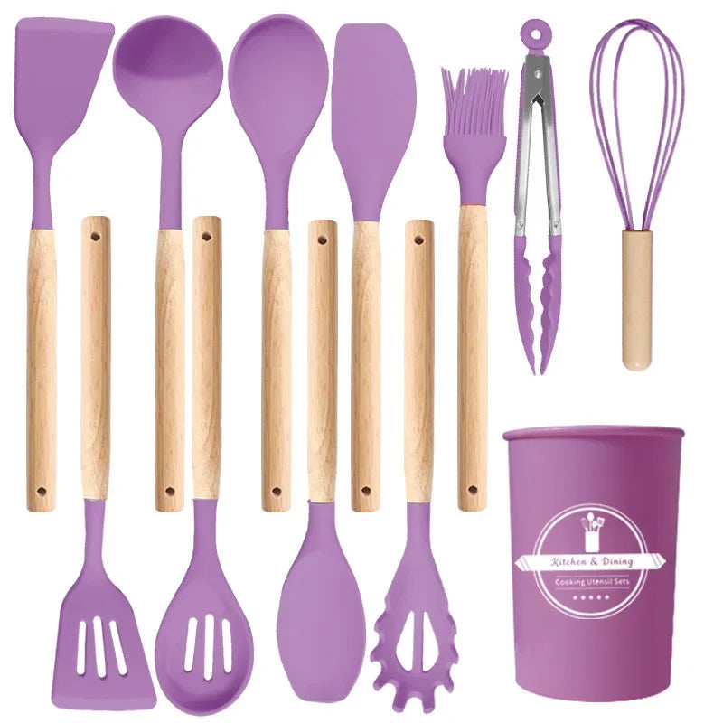 12Pcs / 5Pcs Silicone Kitchen Utensils Set – Non-Stick Cookware Tools