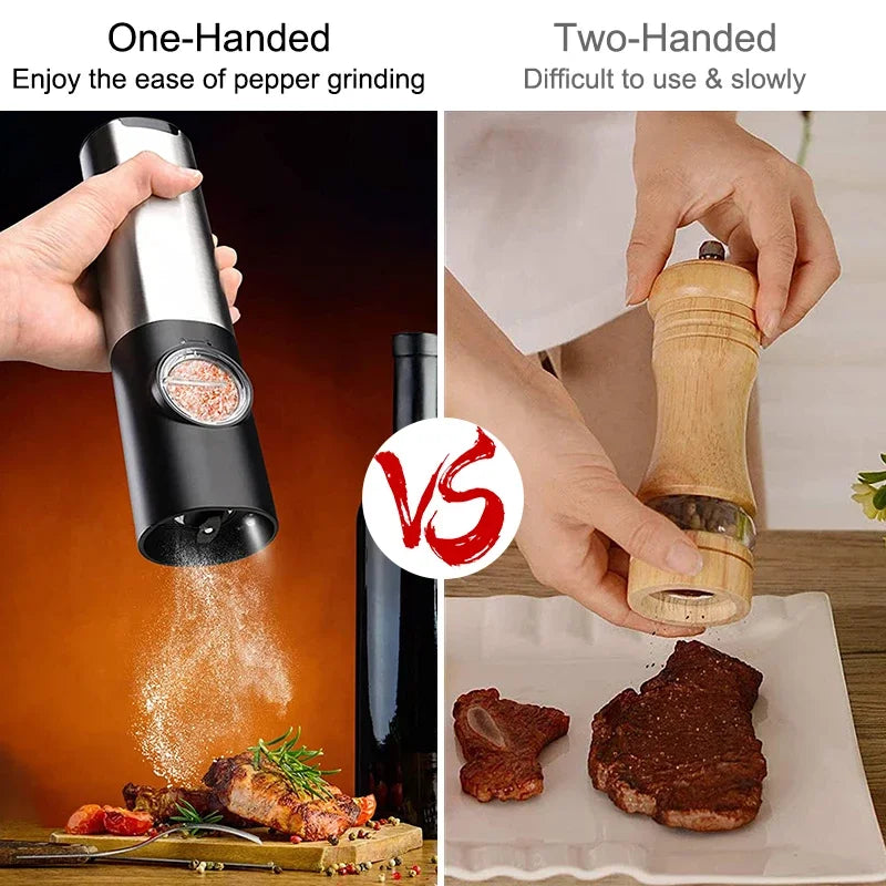 Electric Salt and Pepper Grinder Set With Led Light USB Rechargea