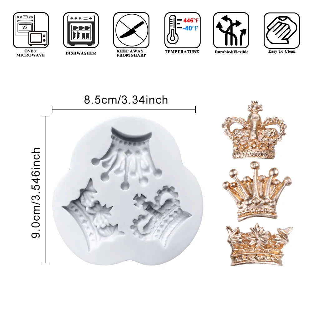 9-Pattern Crown Shape Silicone Fondant Mold