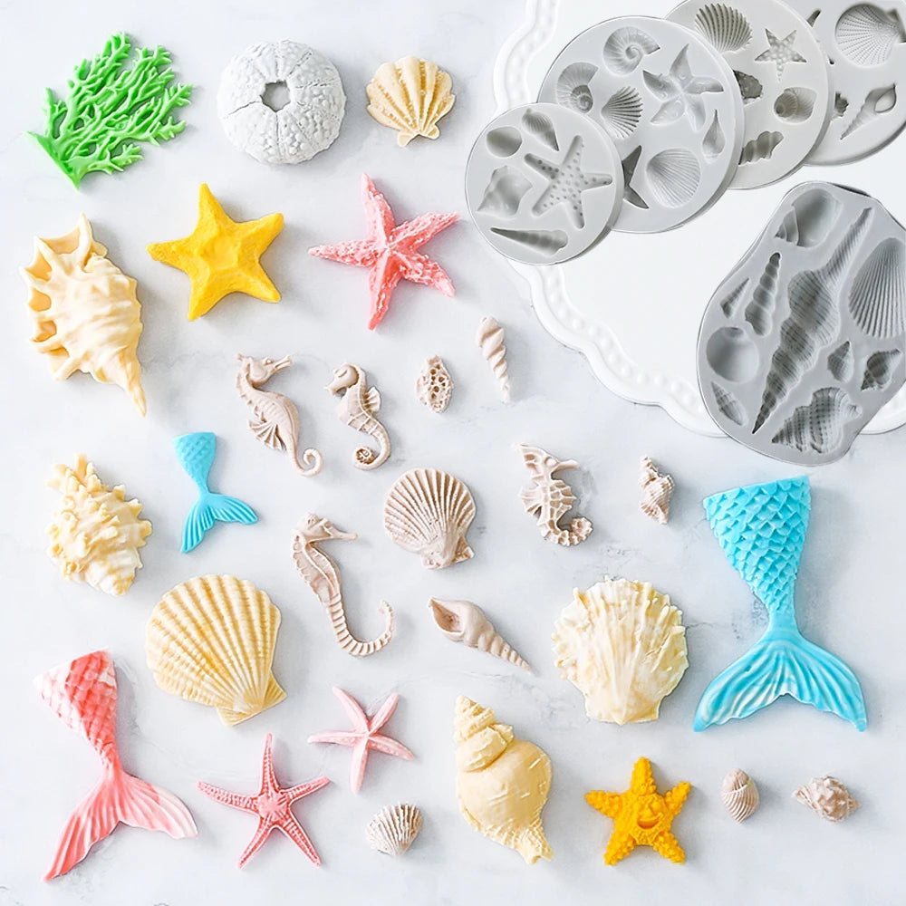 Shell, Starfish &amp; Mermaid Silicone Mold