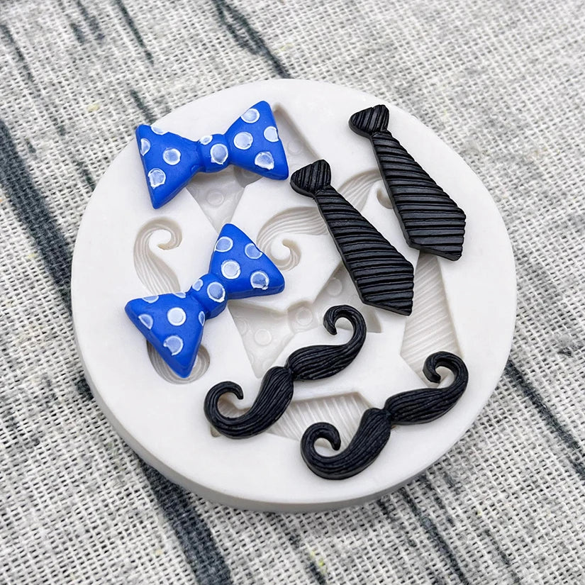 Moustache, Bows & Necktie Silicone Mold – Father’s Day Cake Decorating Tool