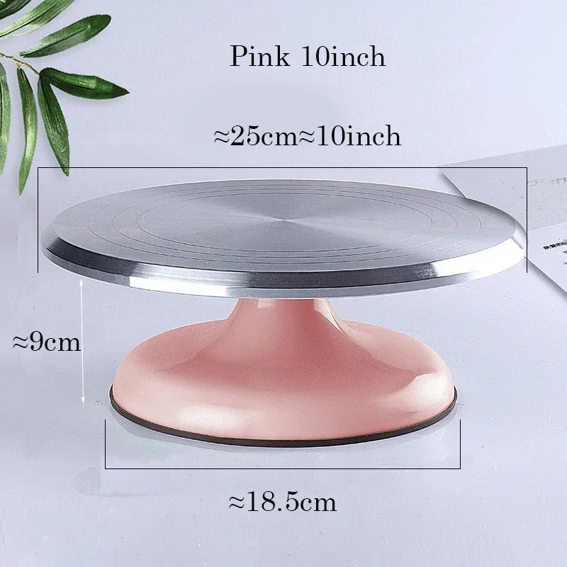 Professional 10-Inch Aluminum Alloy Cake Turntable | Heavy-Duty Rotating Decorating Stand