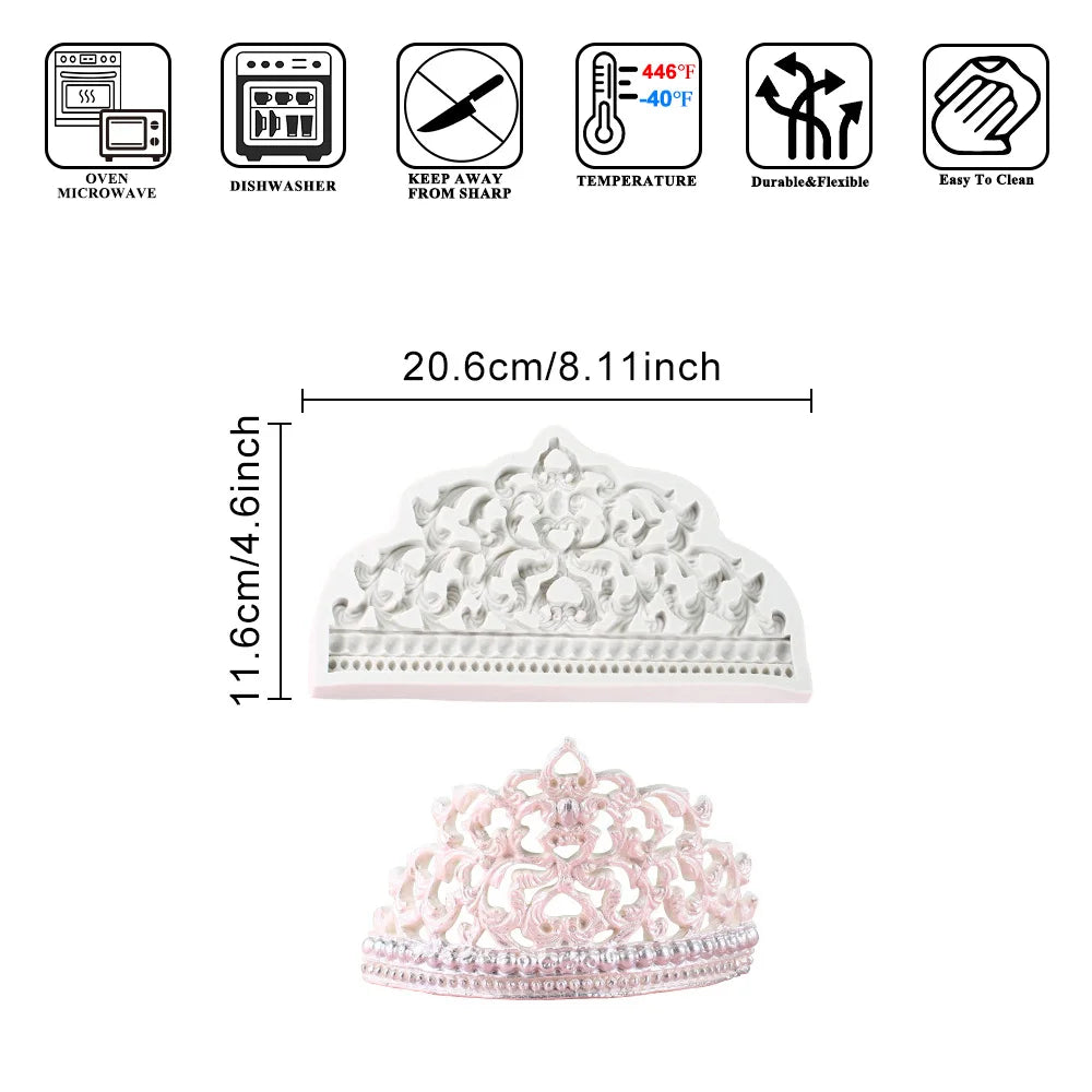 9-Pattern Crown Shape Silicone Fondant Mold