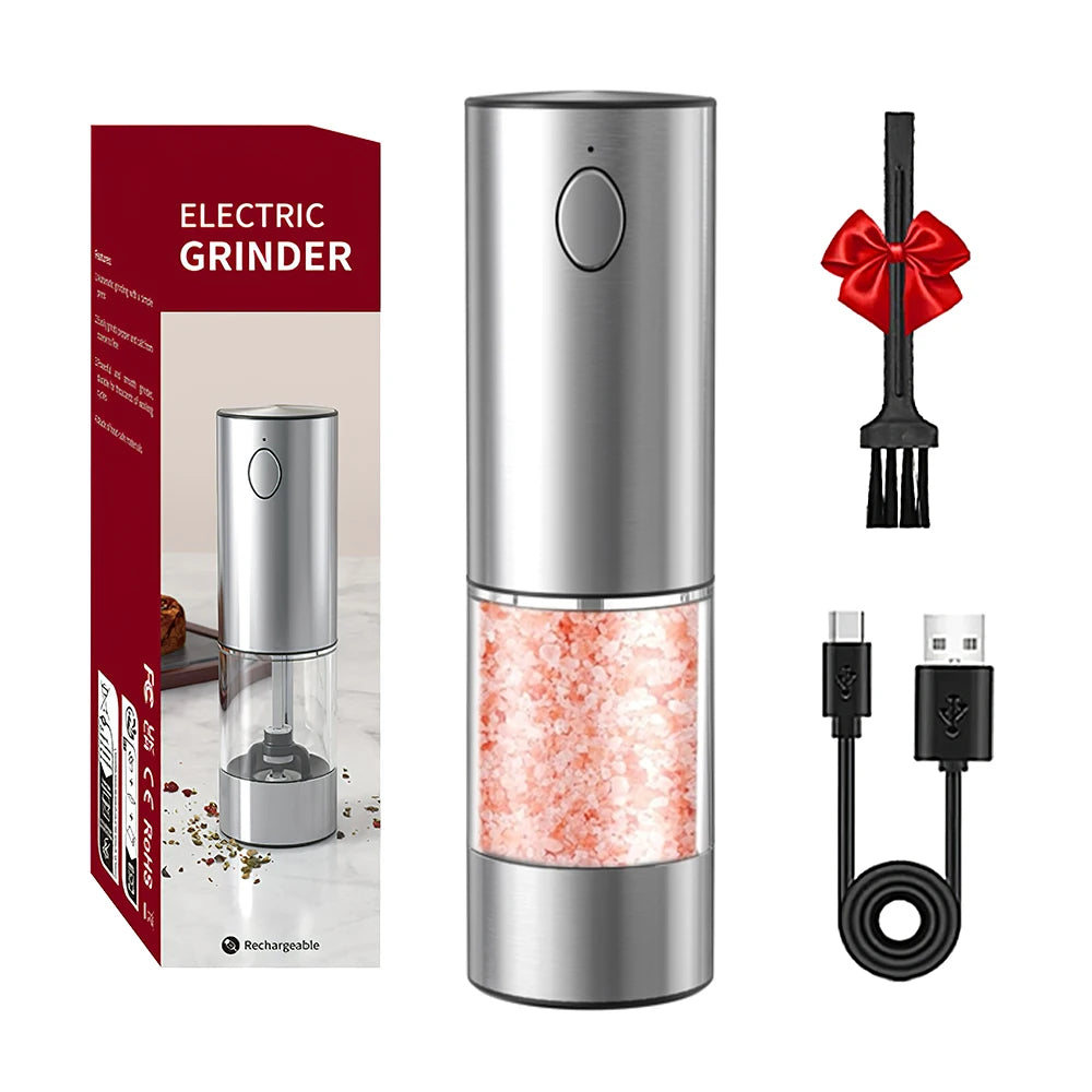 Electric Pepper Grinder – USB Rechargeable Stainless Steel Spice Mill