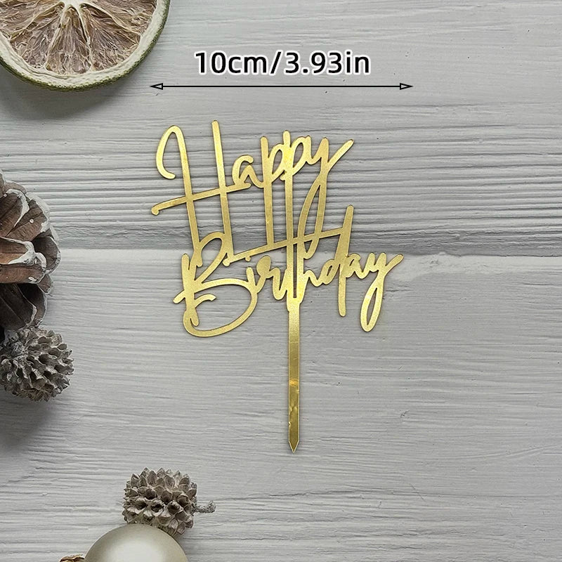 Elegant Rose Gold "Happy Birthday" Cake Topper | Premium Acrylic Decor