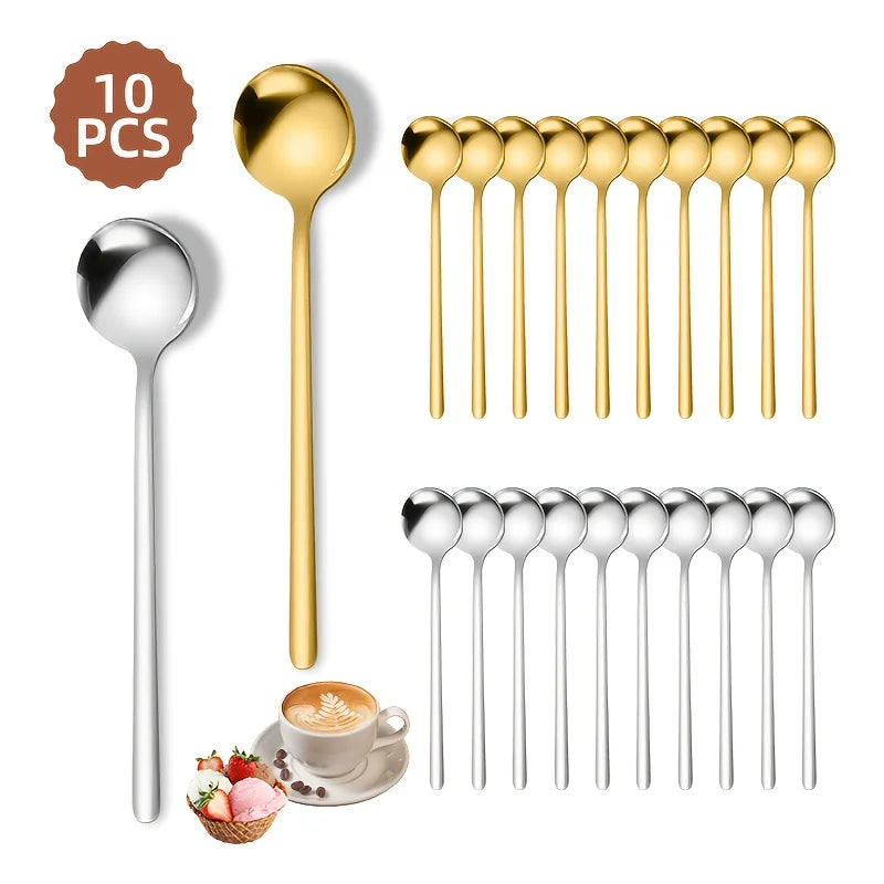 Elegant Stainless Steel Coffee &amp; Dessert Spoon Set | 10pcs